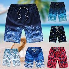 Summer Print Swiming Shorts Men Drawstring Casual Sunga Masculina Loose Quick Dry Board Shorts Elastic Waist Usa B Swim Shorts Trunks Swimwear Mens Boardshorts