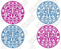 Download Aztec Blanket Tribal Pattern Circle Monogram Frame Custom Diy Cutting File Set In Svg Eps Dxf Jpeg And Png Format