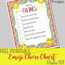 My Fashionable Designs Free Printable Emoji Chore Chart