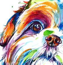 Colorful Shih Tzu Watercolor Print Art Print Of My Original Etsy Colorful Dog Paintings Dog Paintings Dog Art
