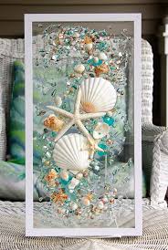 Sea Glass Art For Beach Decor Seashell Wall Art For Nautical Etsy Seashell Wall Art Sea Glass Crafts Broken Glass Crafts
