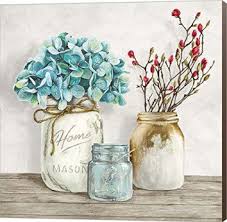 Rustic Charming And Shabby Chic Mason Jar Wall Art Floral Art Canvas Wall Art Framed Art