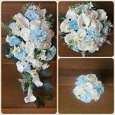 Check spelling or type a new query. Wedding Flowers Ivory And Light Blue Bridal Bouquets Flower Girl Basket Corsage Ebay