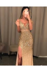 Gold Perlen Glitzernde Illusion V Ausschnitt Partykleid Backless Mermaid Langes Abendkleid Us 309 00 Ppp9tpgct9 Popproms Com For Mobile