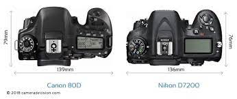Canon 80d Vs Nikon D7200 Camera Size Comparison Top View Nikon D7200 Nikon D7200