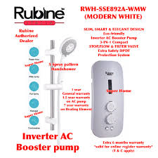Best tankless water heater reviews. Rubine Water Heater With Dc Inverter Silent Booster Pump Rwh Sse891d Wmw Modern White Shopee Malaysia