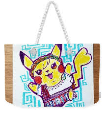 Pikachu un Guatemalan traditional outfit Weekender Tote Bag by Ace Bright
