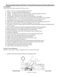 terrestrial ecosystems review answer key