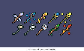 游戏美术资源/日韩q版 ui magic circle by arry4eternity on deviantart. Pixel Art Magic Staff Icons Created Stock Illustration 1845902590