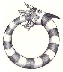 This started with a rough outline drawn on a piece of blue styrofoam. I M Sure This Has Been Done Before But Here S A Sandworm Ouroboros Or One Of Those Things I Think Of Righ Beetlejuice Tattoo Tim Burton Tattoo Tim Burton Art