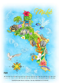Englisch seychelles ) ist ein inselstaat im indischen ozean. Seychellen Insel Mahe Illustrierte Landkarte
