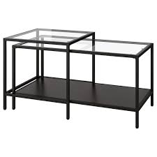 Vittsjo طاولات متداخلة طقم من 2 أسود بني زجاج 90x50 سم Ikea
