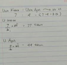 Check spelling or type a new query. Usia Kakek Usia Ayah 7 4 Selisih Usia Mereka 33 Tahun Usia Ayah Adalah Brainly Co Id