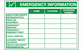 Health And Safety Contact Number Chart