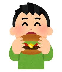 ハンバーガーを食べる人のイラスト（男性） | かわいいフリー素材集 ...