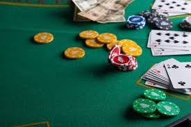 Chips Cards And Dollars On A Green Table Card Game Table Green Table Cards