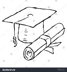 Start off with a pencil sketch. Square Academic Hat With A Tassel Graduation Diploma Rolled Into Roll Scroll With A Ribbon Vector Ill Graduation Drawing Graduation Cap Drawing Cap Drawing