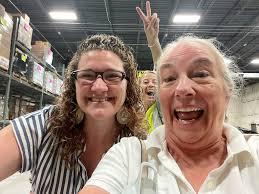 Today Leah Schechter and board member Sally Larson Kleinman took a trip to  Midwest Food Bank New England to "shop" the warehouse and fill the shelves  of the Freedberg Family Kosher Food
