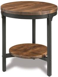 Up To 33 Off Houston 22 Round Steel Rustic End Table In Brown Maple Amish Outlet Store Rustic End Tables Round Furniture End Tables