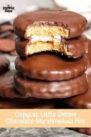 Copycat Little Debbie Chocolate Marshmallow Pies Imperial Sugar Recipe In 2021 Oatmeal Cookies Chewy Chocolate Desserts Homemade Snacks