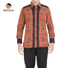 Model Batik Pria Lengan Panjang Kombinasi Polos Batik Lengan Panjang Model