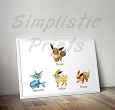 Eevee Evolution Chart Pokemon Go Wall Art 13x19 11x17 11x14 8x10