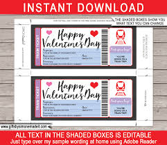 Print print as many times as you like on your home color printer (or at your local copy shop) on 8.5 x. Paper Valentines Day Train Ticket Printable Template Boarding Pass Gift Surprise Train Trip Rail Railway Voucher Instant Download Text Editable Paper Party Supplies