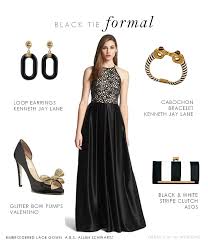Women might opt for a long flowing chiffon dress or beautifully printed tea length cocktail dress. Black Tie Formal Gown