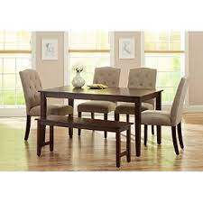 East west furniture v style dining room table. Better Homes And Gardens 6 Piece Dining Set With Upholstered Chairs Bench Mocha Beige Walmart Com Contemporary Dining Furniture Outdoor Dining Furniture Dining Table Chairs
