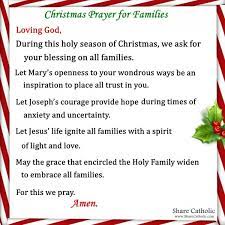 A dinner blessing is a short prayer of thanks which can be said before, or after a meal. A Family Christmas Prayer