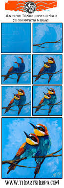 Demo.of easy acrylic painting on canvas birds on the wire for beginners A Pair Of Birds Easy Daily Painting Step By Step Acrylic Tutorials Day 13 Acrylicapril2020 The Art Sherpa