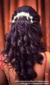 Indian Bride S Reception Hairstyle By Vejetha For Swank Studio Bridal Hair Curls Ha Engagement Hairstyles Wedding Hairstyles For Long Hair Indian Hairstyles