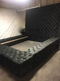 Velvet Tufted Oversize Platform Bed With Extra Tall Tufted Headboard King Bed In 2020 Luxurious Bedrooms Bedroom Headboard Master Bedrooms Decor