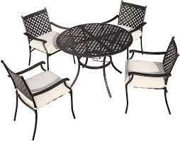 Product title patio rocking chair, wrought iron metal outdoor rock. 4 Piece Outdoor Patio Metal Wrought Iron Dining Chair Set With Arms And Seat Cushions Blue