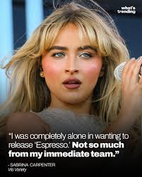 Sabrina Carpenter just revealed in an interview with Variety that her team  was unsure about releasing 'Espresso', now her most popular song. Link in  bio for more