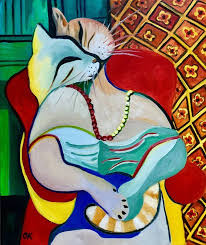 Cat Version Of The Dream By Pablo Picasso Painting For Cat Lovers 2020 Oil Painting By Olga Koval In 2021 Picasso The Dream Pablo Picasso Paintings Pablo Picasso