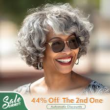Seniors Short Salt & Pepper Wig Natural Wave Human Hair Gray Wigs Glueless  Edgy Pixie Haircuts For Older Women Over 60