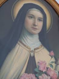 LARGE Antique French Religious Frame Print St Therese Theresa W Cross Jesus  Christ Crucifix, Roses, Devotional Wall Decor, Oval Wooden Frame