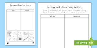 Comprehensive kindergarten learning objectives for 4, 5, and 6 year old students. Sorting Classifying Worksheet Worksheet Teacher Made