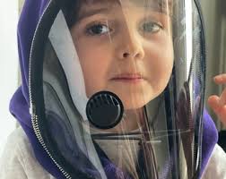 Fully Closed Hooded Kids Shield , Hooded Face Shield, Anti Fog Vent Child,  Face Hood Mask, Protective Face Wear, Zipper Shield by Aakasha