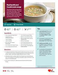 Red Lentil And Mushroom Soup Pdf Image Canada Food Guide Lentils Red Lentil
