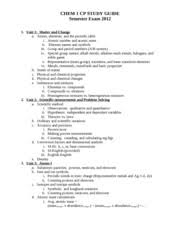 Chemistry final exam review answer key. Semester Exam Study Guide Cp Cp 2011 First Semester Exam Study Guide Unit 1 1 Definition And Major Branches Of Chemistry And Research 2 Lab Safety And Course Hero
