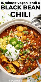 Vegan Black Bean Lentil Chili Recipe Vegan Black Bean Chili Vegetarian Recipes Healthy Recipes