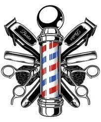 Barber Shop Barber Pole With Crossed Hair Clippers Scissors Straight Razors And Shaving Brushes Barber Shop Pole Barber Shop Pictures Barber Shop Decor