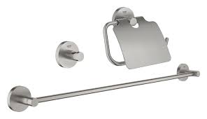 Search all products and retailers of bathroom accessories grohe: Grohe 40775dc1 Essentials Bathroom Accessories Set 3in1 Super Steel Vieffetrade