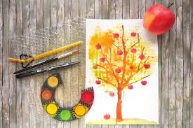 Malen Mit Kindern Herbstbild Mit Apfelbaum Doro Kaiser Grafik Illustration