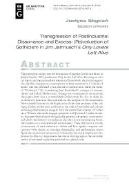 Pdf Transgression Of Postindustrial Dissonance And Excess Re Valuation Of Gothicism In Jim Jarmusch S Only Lovers Left Alive Justyna Stepien Academia Edu Adam is a vampire who lived tens of centuries. academia edu