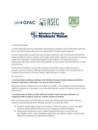 A verification of employment letter is a document provided by your employer that confirms your current employment status and income. Letter To Minister Of Advanced Education Re Covid 19 Student Impacts Graduate Students Association