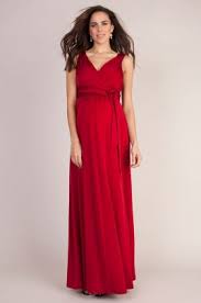 Parce qu'on peut être enceinte et stylée ! Robe Longue De Grossesse Et D Allaitement Rouge Satinee Malia