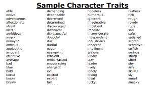 character traits chart grade 4 trait chart graphic